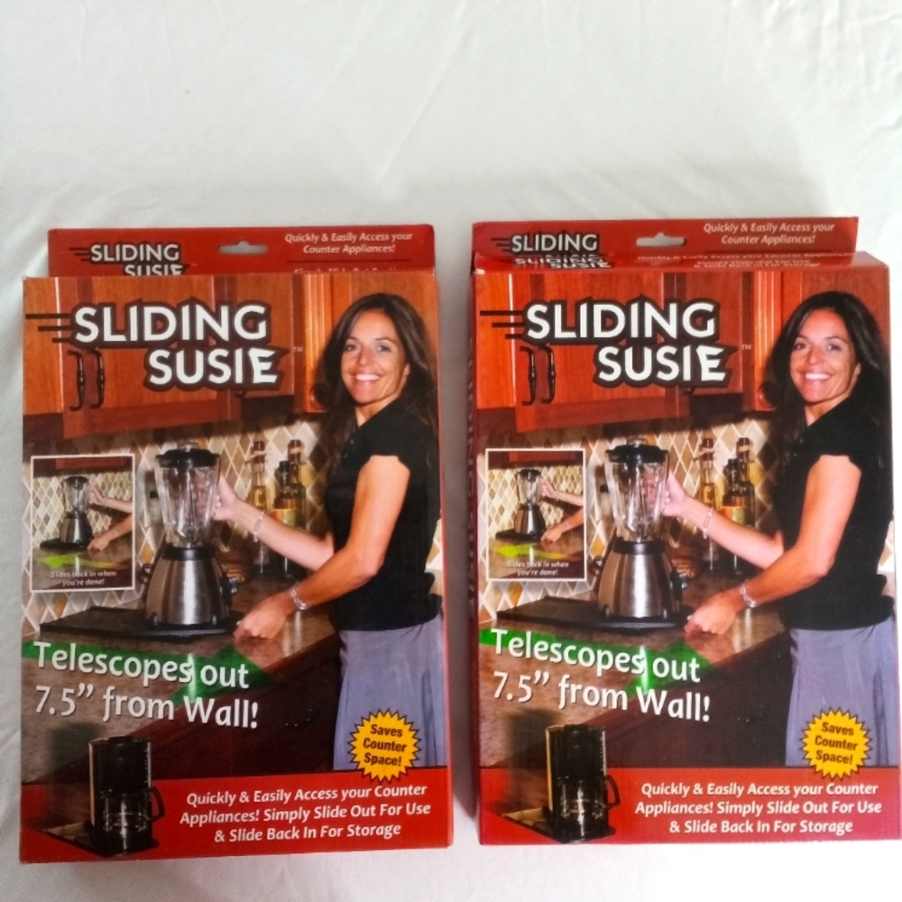 SLIDING SUSIE NIB Lot of 2 Under Cabinet Appliance Storage Tray Easy Access New